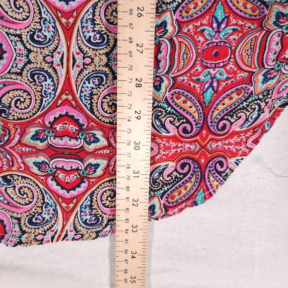 Tolani 100% Silk Button Tunic Womens Large Paisley Boho Roll Tab Sleeve FLAWS - Picture 6 of 16